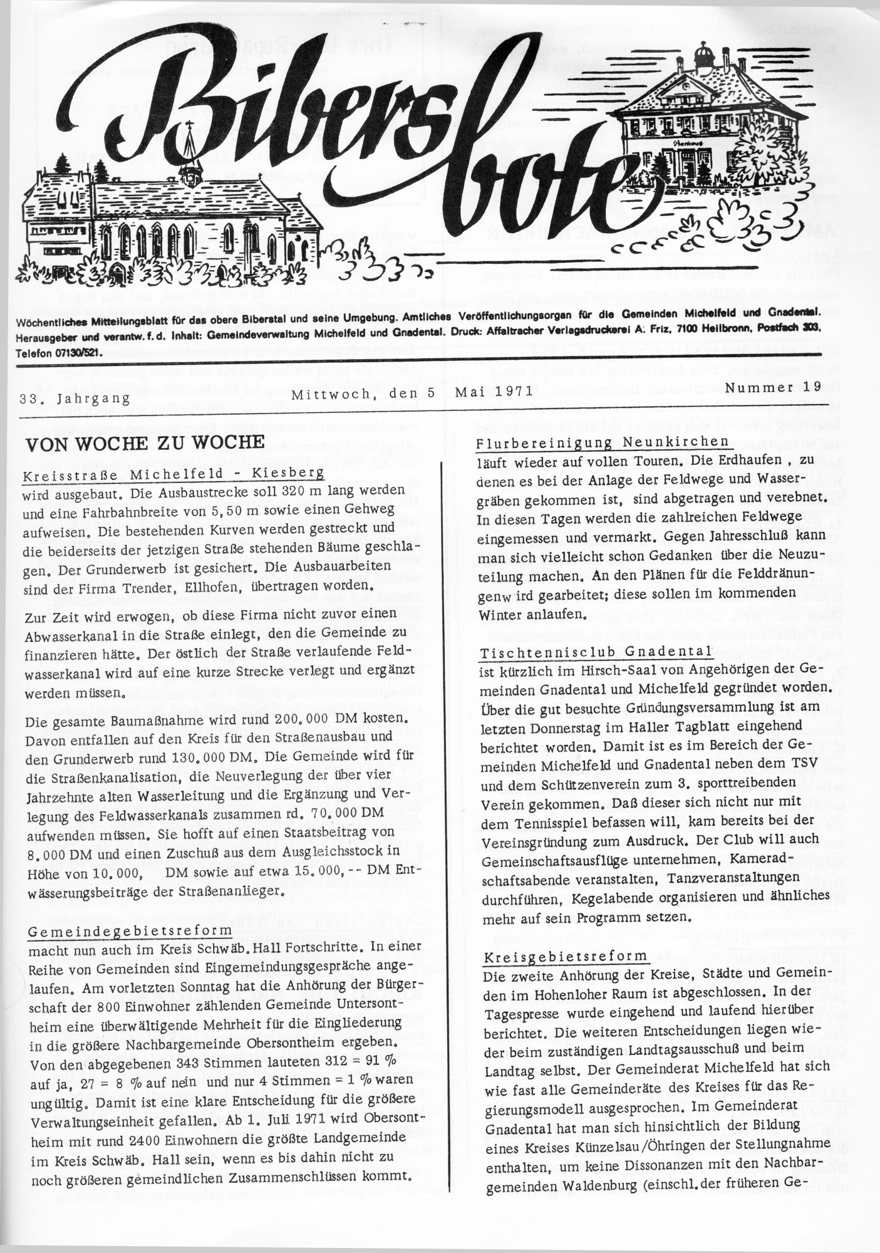 You are currently viewing Gründung – vor genau 50 Jahren im Bibersbote