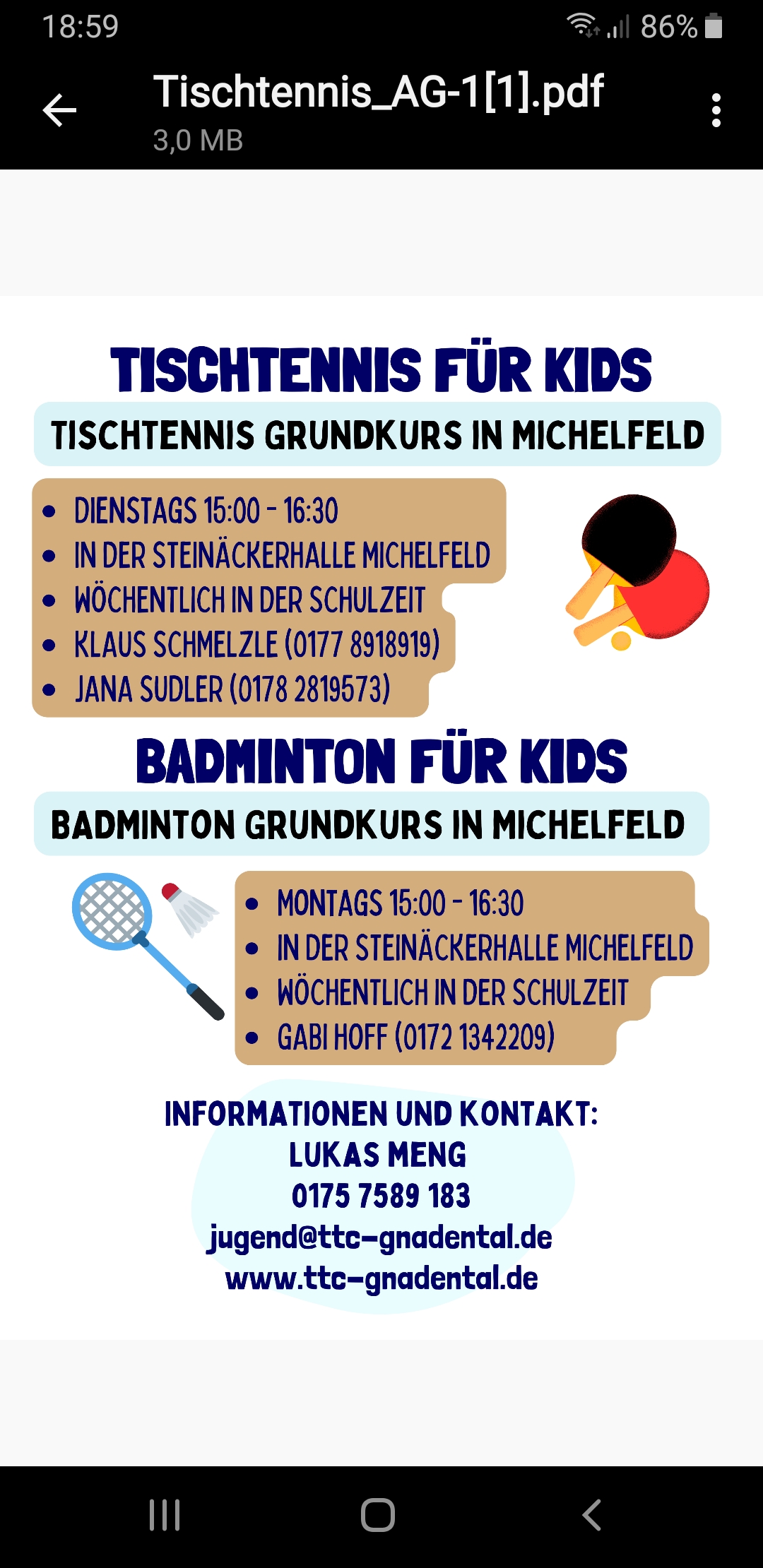 Read more about the article Vier Schul-AGs des TTC Gnadental im neuen Schuljahr