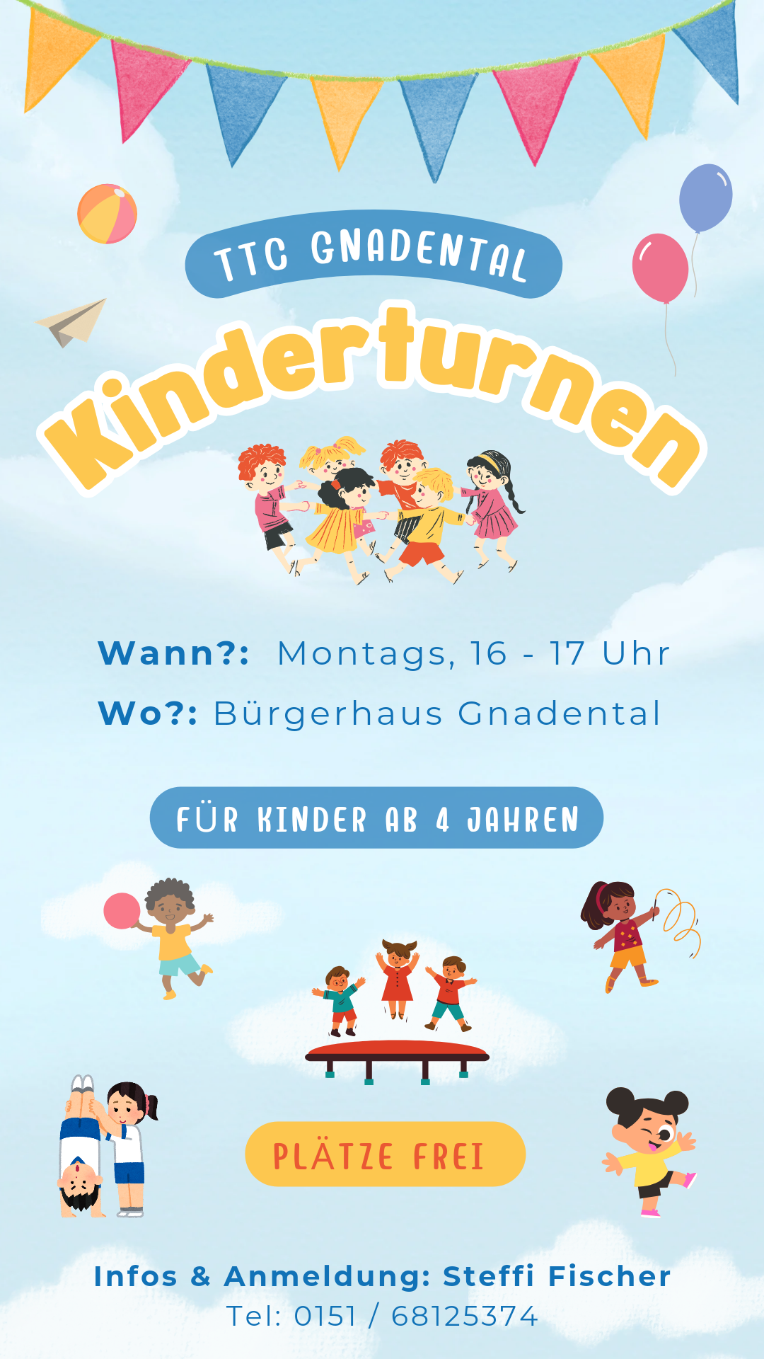 Mehr über den Artikel erfahren Noch freie Plätze beim TTC-Kinderturnen