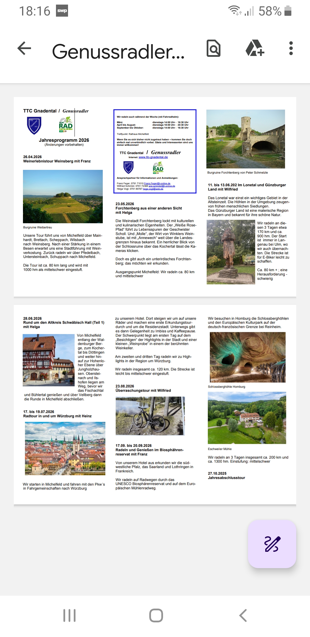 Mehr über den Artikel erfahren Genussradler-Jahresprogramm 2026