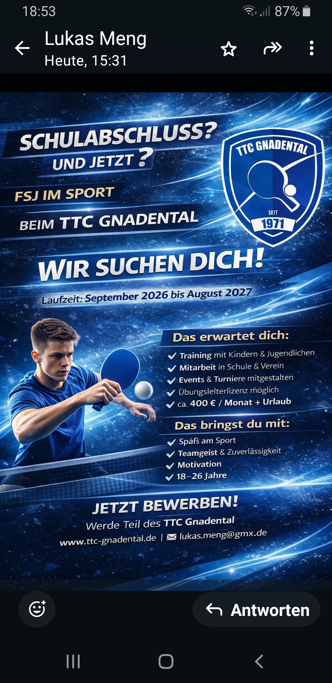 Mehr über den Artikel erfahren Bist Du unser neuer FSJler ?