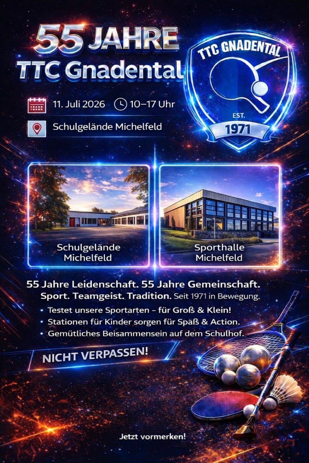 Du betrachtest gerade Save the Date – Das TTC-Sommerfest am 11. Juli zum 55. jährigen Jubiläum